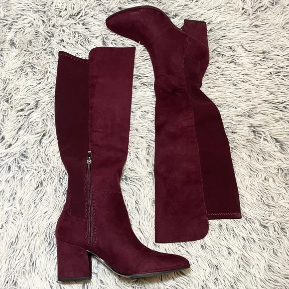 Marc Fisher suede tall shaft burgundy boots women Size 7M Heeled Boots
